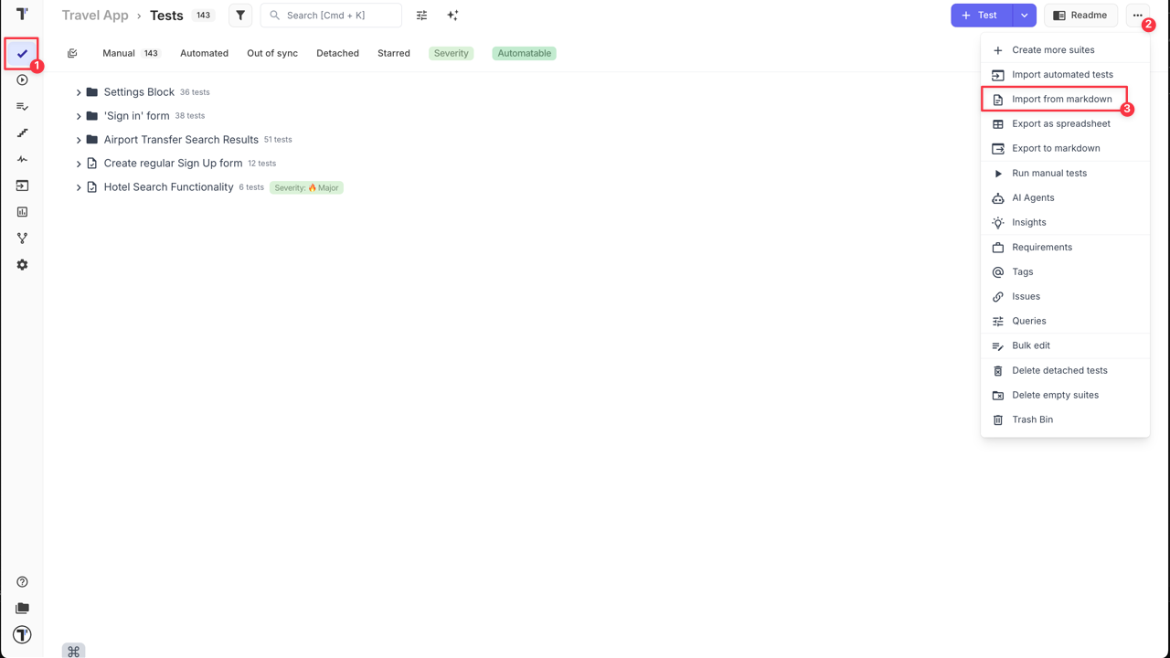 Testomatio - Import from markdown